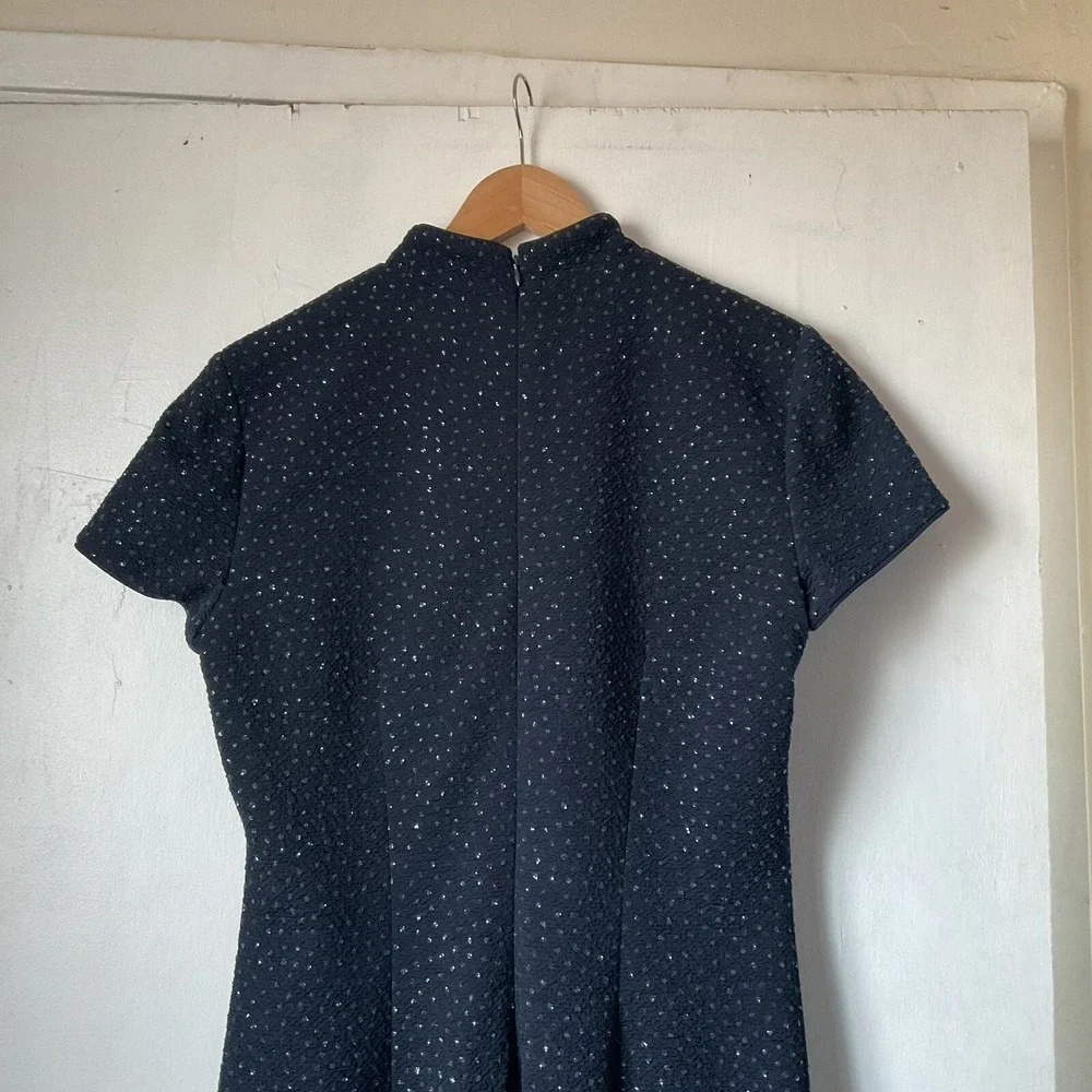 David Warren Vintage Keyhole Prom Dress‎ Sparkly Glitter Navy Blue Sz 12 90s Y2K